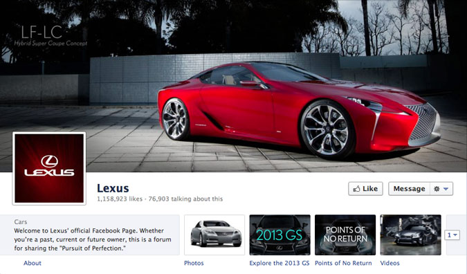 Lexus Facebook Page